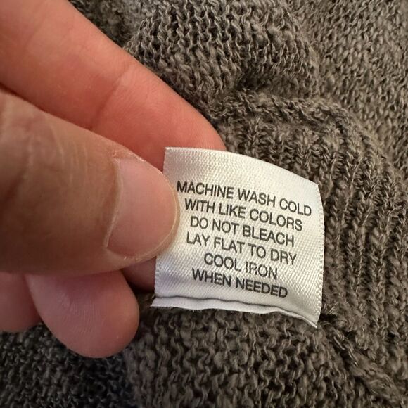 NWOT FRESH PRODUCE Long Sleeve Hooded Knit Sweater V-Neck in Taupe - Picture 8 of 9